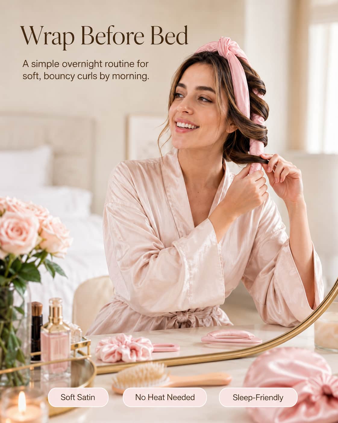 The Luma Satin Heatless Curl Set