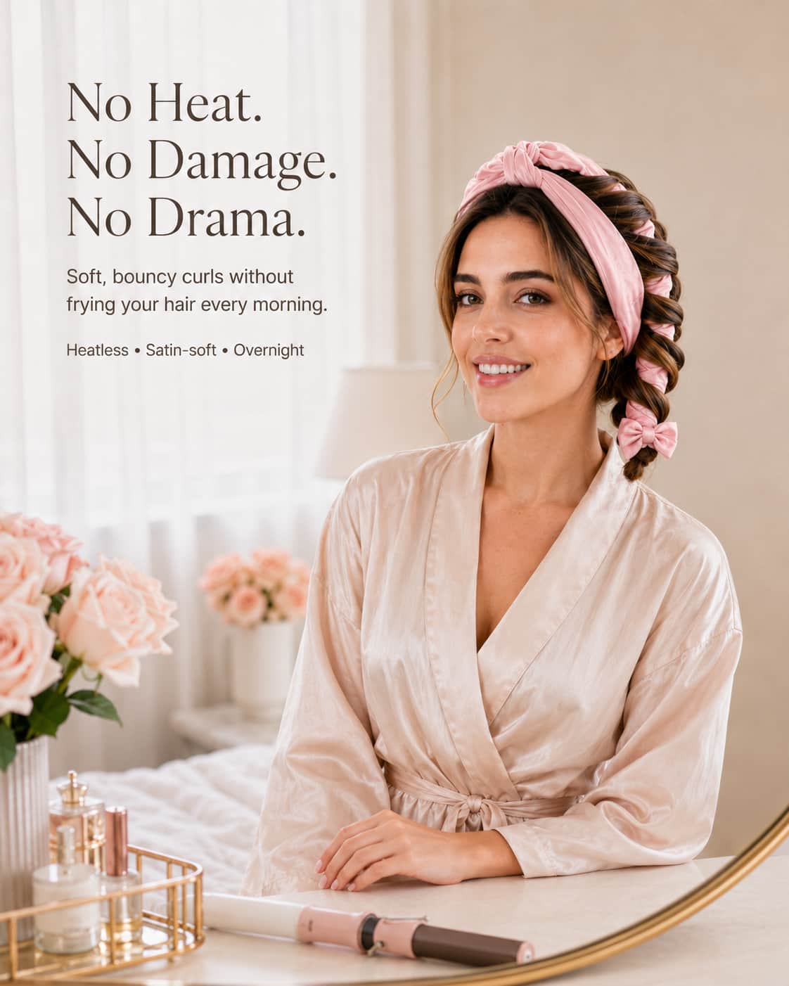 The Luma Satin Heatless Curl Set
